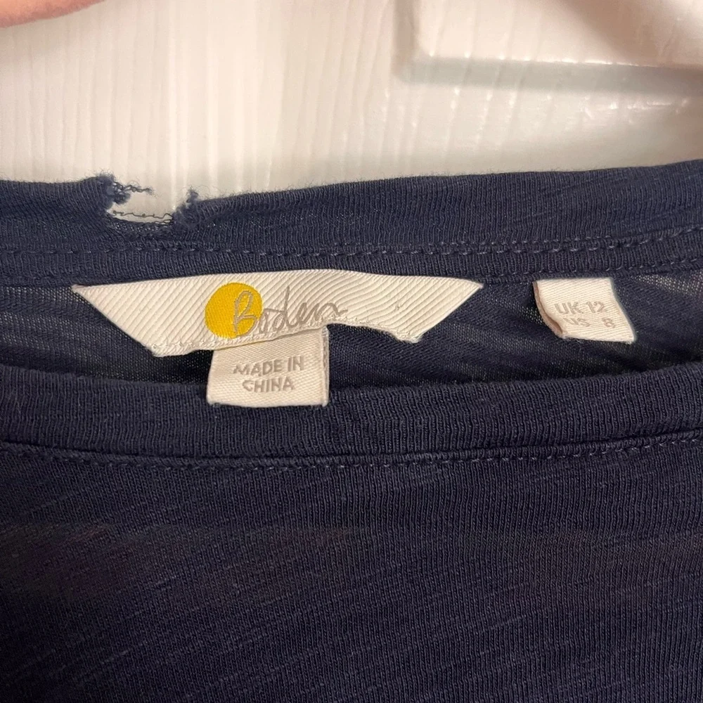 Boden Smocked Blue Crop Blouse